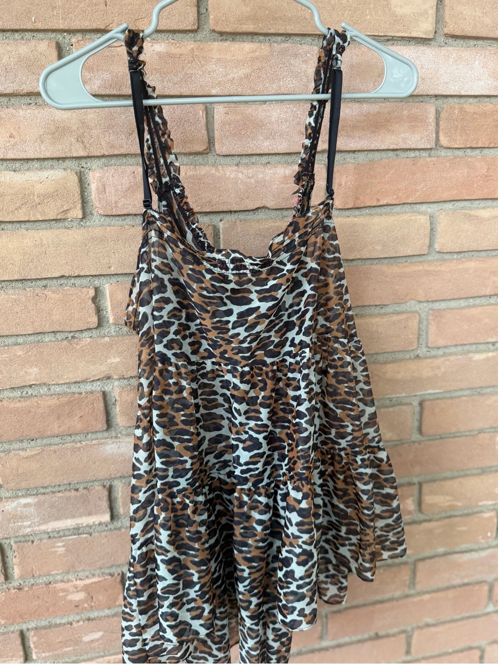 Betsey Johnson Leopard Print Chemise with Pink Floral Trim - Picture 6 of 6